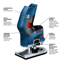 Load image into Gallery viewer, Bosch 12V Max EC Brushless Palm Edge Router (Bare Tool)