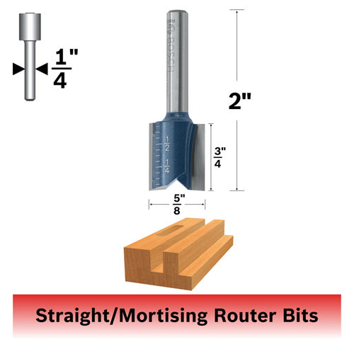 Bosch 5/8 In. x 3/4 In. Carbide Tipped 2-Flute Straight Bit