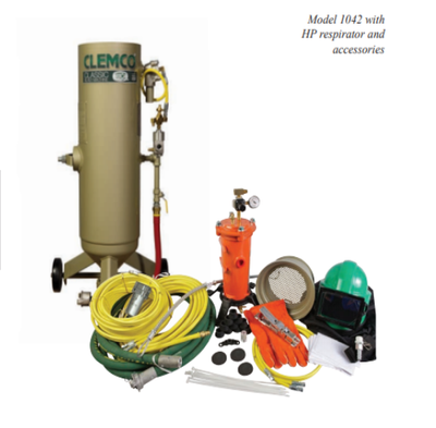 Clemco 01039 1 Cubic Foot Blast Machine Packages with 1/2” piping 10” diameter Manual Sand Valve Sandblast Pots - Apollo HP SaFety Gear
