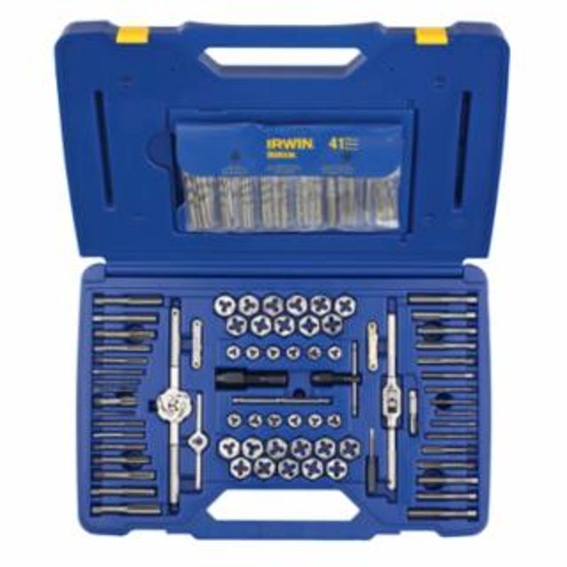 Irwin 117-Pc Machine Screw/Fractional/Metric Tap & Hex Die and Drill Bit Deluxe Set, Includes Plastic Case