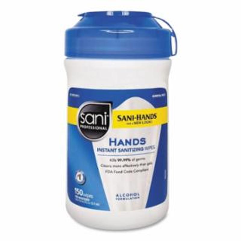 SANI PROFESSIONAL Hands Instant Sanitizing Wipes, 150 Sheets per Canister, Unscented, 12 EA/CA