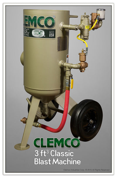 Clemco 01179 3 Cubic Foot 1 1/4" Pipe w/ TLR-300 Remote & Flat Sand Valve Classic Sandblast Pots