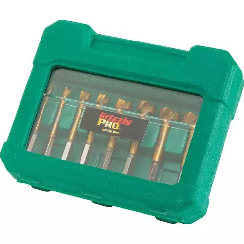 Grizzly PRO T33693 Titanium Coated Hex Shank Forstner Bit Set 8 Pc