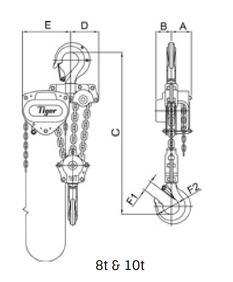 3 Ton x 10' Lift, Tiger Lifting PROCB Manual Chain Block