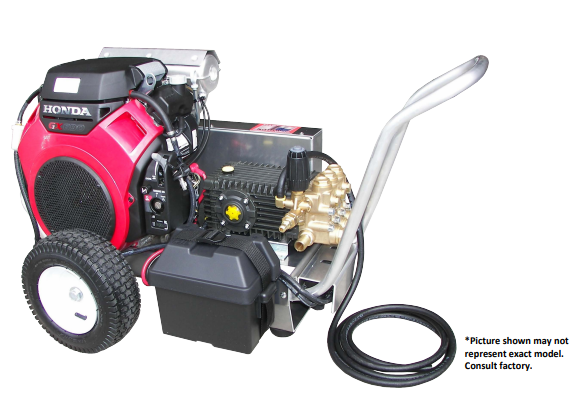 Pressure-Pro Pro Series 3500 PSI @ 8.0 GPM General Pump Belt Drive Honda Engine Cold Water Gas Pressure Washer w/ Electric Start - Cart