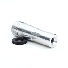 Load image into Gallery viewer, Clemco CSD Tungsten Carbide Lined Long Venturi Style 1 ¼” Thread 1 inch Entry Metal Jacketed Sandblast Nozzle