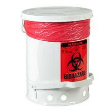 Load image into Gallery viewer, White 6 Gallon Biohazard Waste Can | Foot-Operated, Self-Closing | 05910 | Justrite - image 1
