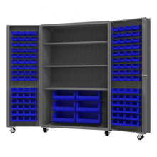 Load image into Gallery viewer, Durham Mobile Cabinet, 14 Gauge, 126 Bins, 3 shelves, 48 x 24 x 76 - image 1