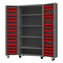 Load image into Gallery viewer, Durham Mobile Cabinet, 14 Gauge, 96 Bins, 4 shelves, 36 x 24 x 76 - image 1