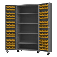 Load image into Gallery viewer, Durham Mobile Cabinet, 14 Gauge, 96 Bins, 4 shelves, 36 x 24 x 76 - image 1