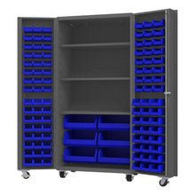 Load image into Gallery viewer, Durham Mobile Cabinet, 14 Gauge, 102 Bins, 3 shelves, 36 x 24 x 76 - image 1