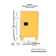 Load image into Gallery viewer, Yellow 12 Gal Self Close Space Safety Cabinet | Tower | 1924XLEGS - 1924XLEGS - image 2