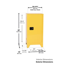 Load image into Gallery viewer, Yellow 16 Gal Self Close Space Safety Cabinet | Tower | 1905XLEGS - 1905XLEGS - image 2