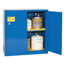 Load image into Gallery viewer, 30 Gal Blue Manual Close Metal Corrosive Safety Cabinet | 2 Door | CRA32X - CRA32X - image 2