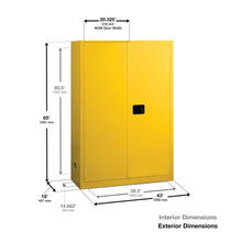 Load image into Gallery viewer, Yellow 45 Gal Flammable Liquid Cabinet | 2 Shelves, 2 Door, Self Close | 4510X | Justrite - image 2