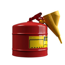 Load image into Gallery viewer, Type 1 | Steel Safety Can w/ Funnel | 5 Gal, Red | 7150110 | Justrite - image 2