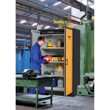 Load image into Gallery viewer, Yellow 45 Gallon 30-Minute EN Flammable Safety Cabinet | 2 Hybrid-Close Doors | 22603 | Justrite - image 3