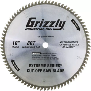 Grizzly Industrial T26699 - 10" X 5/8" 80T Atb Cut-Off Saw Blade