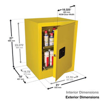 Load image into Gallery viewer, Yellow Flammable Safety Cabinet | 24 Can, Benchtop | 890500 | Justrite - image 3