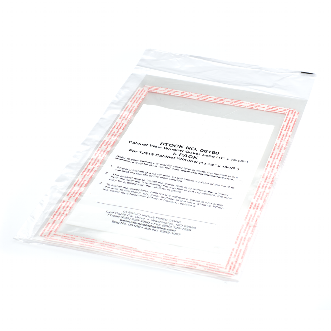 Clemco 06190 Cover Lens, For 12212 Windows Cabinet Glass - 5/Pack