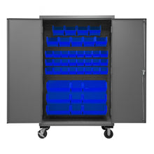Load image into Gallery viewer, Durham Mobile Cabinet, 14 Gauge, 42 Blue Bins, 48 x 24 x 81 - image 6