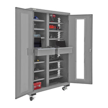 Load image into Gallery viewer, Durham Mobile, Secure, Tool Charging Cabinet, 16 Gauge, 12 Shelves, 2 Drawers, 2 Power Strips, 48 x 24 x 78 - image 6