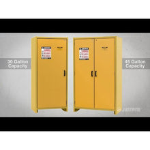 Load image into Gallery viewer, Yellow 45 Gallon 30-Minute EN Flammable Safety Cabinet | 2 Hybrid-Close Doors | 22603 | Justrite - image 7