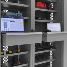 Load image into Gallery viewer, Durham Mobile, Secure, Tool Charging Cabinet, 16 Gauge, 12 Shelves, 2 Drawers, 2 Power Strips, 48 x 24 x 78 - image 7