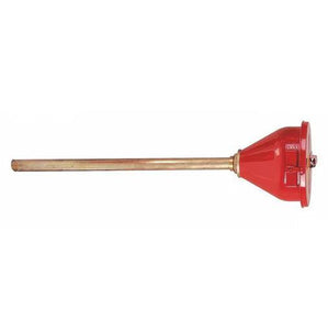 Justrite Steel Drum Funnel for Flammables, 32" Flame Arrester, Self-Closing Cover, 2" Bung, Red - 08205