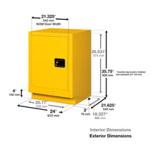 Load image into Gallery viewer, Yellow 15 Gal Under Fume Hood Safety Cabinet | 1 Self-Close Door, Rt Hinge | 882420 - 882420 - image 8