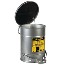 Load image into Gallery viewer, Justrite 6 Gallon, Oily Waste Can, Hands-Free Self-Closing Cover, SoundGard™, Silver - 09104
