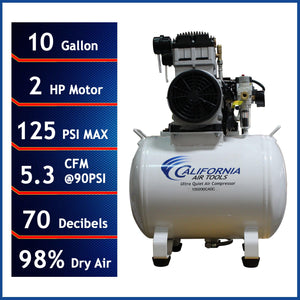 California Air Tools 10020HDCADC-22060 Ultra Quiet, Ultra Dry & Oil-Free Air Compressor with Drying System and Automatic Drain Valve