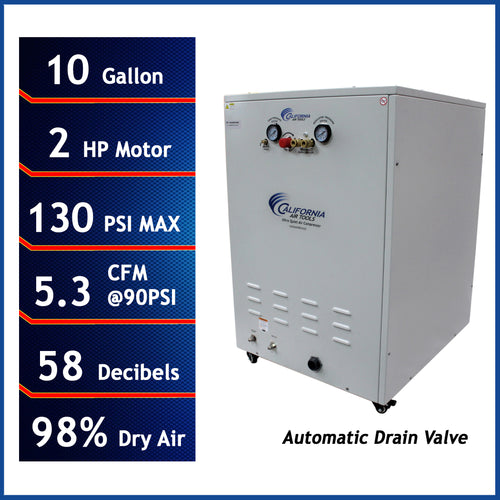 California Air Tools CAT-10020HDSPCADC - 2.0 HP, Ultra Quiet, Ultra Dry & Oil-Free 10 Gallon Air Compressor
