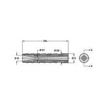 Load image into Gallery viewer, Kennametal T131-6 25mm Special Venturi Tungsten Carbide Blast Nozzle, 3/8" Bore - dimension drawing