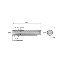 Load image into Gallery viewer, Kennametal SN156-8P Conventional Long Venturi BP200 SiAlON Blast Nozzle, 1/2" Bore, 1-1/4" Brass Thread - dimension drawing