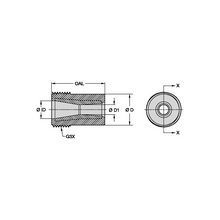 Load image into Gallery viewer, Kennametal T121-850AP 50mm Short Venturi Tungsten Carbide Blast Nozzle, 1/2" Bore, 50mm Thread - dimension drawing