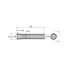 Load image into Gallery viewer, Kennametal T159-8F Conventional Long Venturi Tungsten Carbide Blast Nozzle, 1/2" Bore - dimension drawing