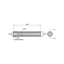 Load image into Gallery viewer, Kennametal TLVE-5 Conventional Long Venturi Tungsten Carbide Blast Nozzle, 5/16" Bore, 1-1/4" Brass Thread - dimension drawing