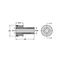 Load image into Gallery viewer, Kennametal T130-2 Straight Bore Tungsten Carbide Blast Nozzle, 1/8" Bore - dimension drawing