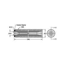 Load image into Gallery viewer, Kennametal T124-4 Special Venturi Tungsten Carbide Blast Nozzle, 1/4" Bore, 3/4" Aluminum Thread - dimension drawing