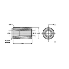 Load image into Gallery viewer, Kennametal T106-4 Straight Bore Tungsten Carbide Blast Nozzle, 1/4" Bore, 3/4" Thread - dimension drawing