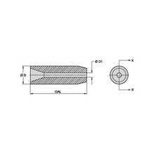 Load image into Gallery viewer, Kennametal TL016-2 Straight Bore Tungsten Carbide Blast Nozzle, 1/8" Bore - dimension drawing