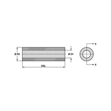Load image into Gallery viewer, Kennametal TL100-2 Straight Bore Tungsten Carbide Blast Nozzle, 1/8" Bore - dimension drawing