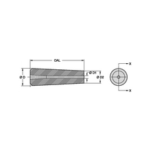 Load image into Gallery viewer, Kennametal TL2-2 Straight Bore Tungsten Carbide Blast Nozzle, 1/8" Bore - dimension drawing