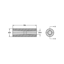 Load image into Gallery viewer, Kennametal TL108-4 Short Venturi Tungsten Carbide Blast Nozzle, 1/4" Bore - dimension drawing