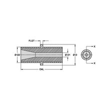 Load image into Gallery viewer, Kennametal B4M3-I Straight Bore Boron Carbide Blast Nozzle, 1/4" Bore - dimension drawing