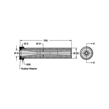 Load image into Gallery viewer, Kennametal BLVE-850 50mm Conventional Long Venturi Boron Carbide Blast Nozzle, 1/2" Bore, 50mm Thread - dimension drawing
