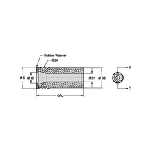 Load image into Gallery viewer, Kennametal B3S2-L Straight Bore Boron Carbide Blast Nozzle, 3/16" Bore, 1" NF Thread - dimension drawing