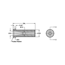Load image into Gallery viewer, Kennametal B4M4-K Medium Venturi Boron Carbide Blast Nozzle, 1/4" Bore - dimension drawing