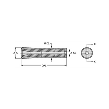 Load image into Gallery viewer, Kennametal B2L4-HAP Long Straight Bore Boron Carbide Blast Nozzle, 1/8" Bore - dimension drawing